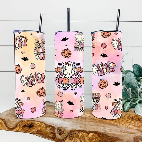 Spooky Season Ghost Pumpkin 20oz Tumbler With Straw - Picture 2 of 2